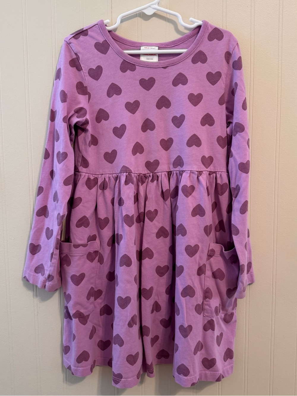 Hanna Andersson Lilac Heart Long-Sleeve Knit Dress